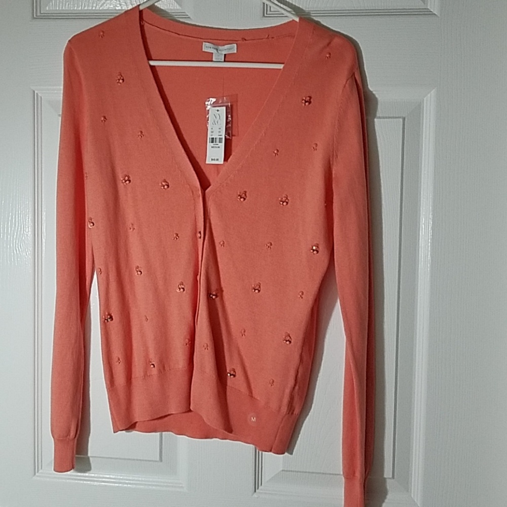 New York & Company Coral Cardigan